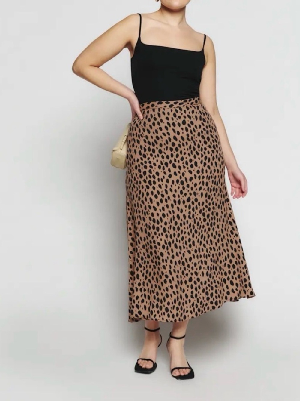 Reformation Bea Midi Skirt in Bobcat Print Size 2
